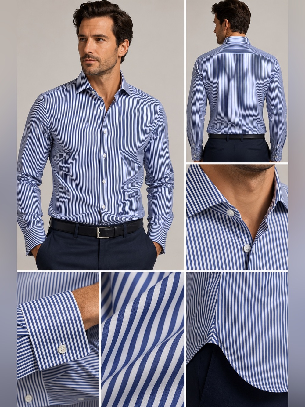 Ralph Lauren Purple Label Blue White Stripe French Cuff Dress Shirt Size 18